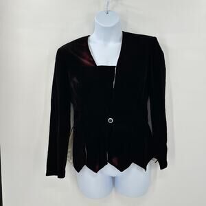 Vintage Patra Blazer Womens size 14* Deep Burgundy Velvet‎ Vamp Witchy Statement
